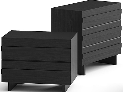 Black Wooden Bedside Cabinet 3d model