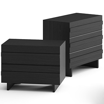 Black Wooden Bedside Cabinet 3d model