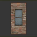 Casement Window In Red Brick Wall Structure With Clear Glass Panes Design 3d model