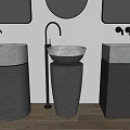 Stone Washbasin Outdoor Washbasin Column Basin Washbasin Floor Basin Faucet Mirror 3d model