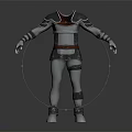 Full Body Metallic Silver Armor With Red Accents And Structured Warrior Design