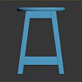 Blue Wooden Round Stool With Simple Design Smooth Surface And Modern Style