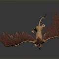 Mythical Griffin Fantasy Creature 3D Model With Spread Wings And Reddish Brown Feathers