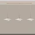 Modern Minimalist Three Pendant Lights With White Shade And Wooden Base Hanging From Ceiling
