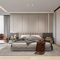 Modern Bedroom Interior Design With Large Bed Brown Chair And Floor to Ceiling Windows