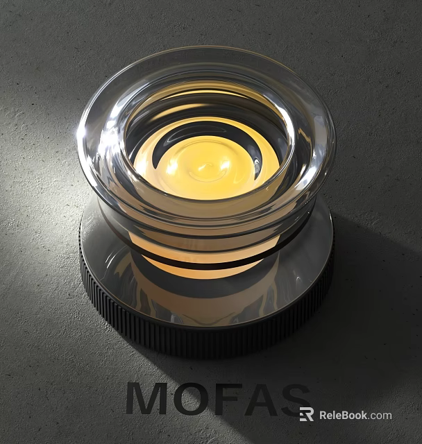 Modern Transparent Glass Decorative Light With Yellow Illumination And Metal Base 3d model 
