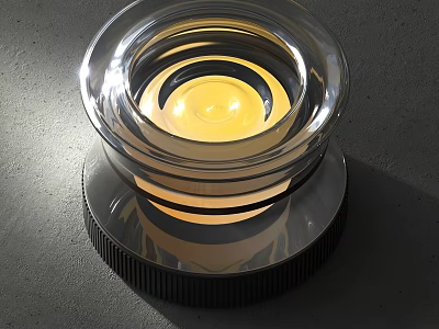 Modern Transparent Glass Decorative Light With Yellow Illumination And Metal Base 3d model