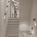 Modern Hair Salon Interior With White Styling Chairs Round Lights And Mirrors