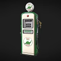 Vintage Green And White Gas Pump With DINO Logo And Dinosaur Graphic