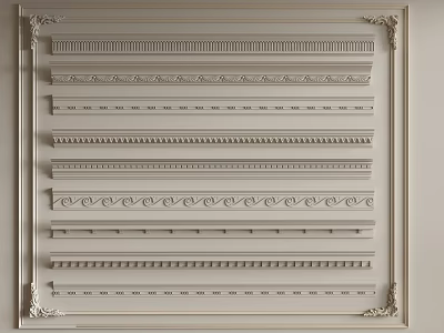 Decorative Plaster Moldings With Various Intricate Patterns For Interior Design 3d model
