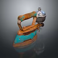 Vintage Turquoise And Rust Metal Electric Iron With Classic Design
