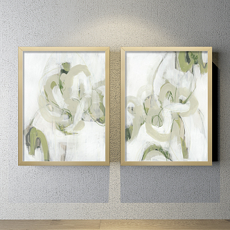 Modern abstract painting simple green living room abstract decorative painting 3d model