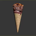 Delicious Purple Ice Cream in Waffle Cone with Red Topping and Crunchy Bits