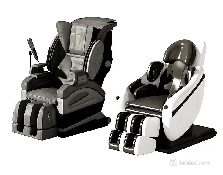 Modern Massage Chair With Two Styles Black And White For Comfortable Relaxation 3d model 