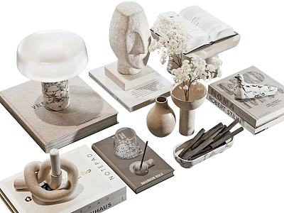 Modern Decorations Ornaments Vase Books 3d model