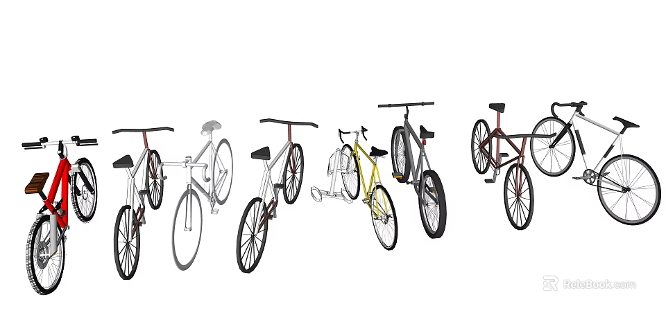 Bicycle Collection With Various Styles Colors And Unique Frame Designs 3d model 