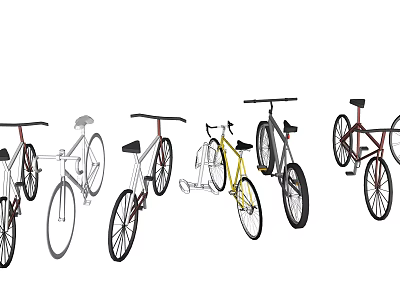 Bicycle Collection With Various Styles Colors And Unique Frame Designs 3d model