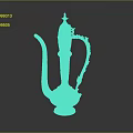 Golden Ornate Wine Flask With Intricate Carvings Slender Spout And Curved Handle On Dark Background