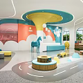 Modern Kindergarten Hall Reception Hall Rest Area Book Bar Reception Hall Entertainment Area 3d model
