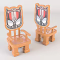 Cute Wooden Kids Chair With Cartoon Face Backrest And Colorful Design For Children
