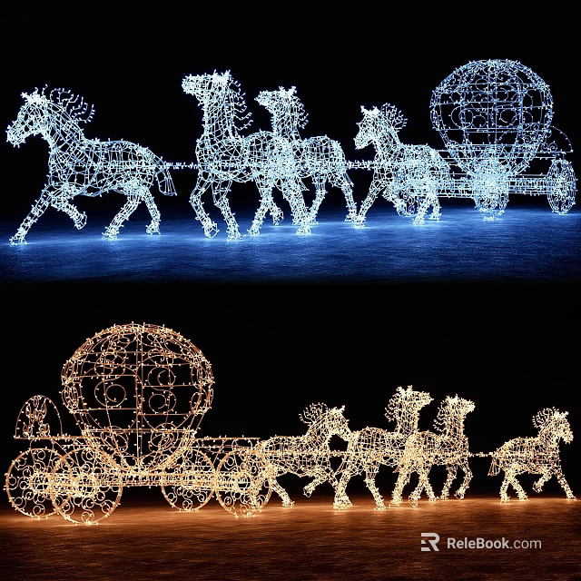 Outdoor Lights Colorful Horse and Carriage Shaped Decorative for Festival Outdoor Decoration 3d model 