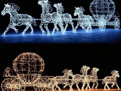 Outdoor Lights Colorful Horse and Carriage Shaped Decorative for Festival Outdoor Decoration 3d model