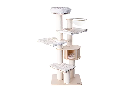 Cat Tree Living Supplies with Multi Level Platforms Scratching Posts Cozy Bed and Stable Base 3d model