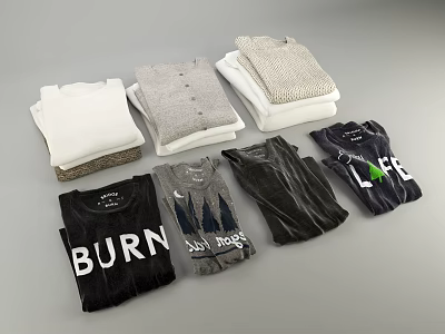 Stacked Casual Clothes Including T Shirts Shirts Pants With Various Colors And Printed Designs 3d model