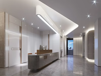 Modern Hospital Outpatient Clinic Reception Area With Bright Lighting Clean Corridor And Front Desk 3d model