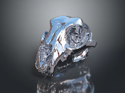 Detailed Shiny Metallic Skull Structure With Glossy Surface Texture And Reflection Details 3d model