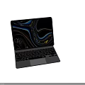Two 2 in 1 Black Tablets with Detachable Keyboards and Colorful Screen Patterns
