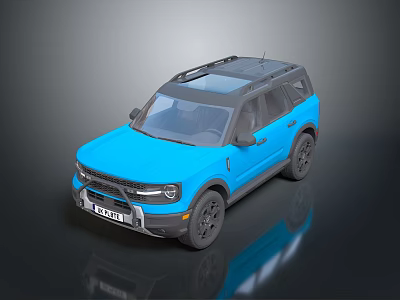 Stylish Blue SUV With Black Roof Rack Modern Front Design And Black Wheels 3d model