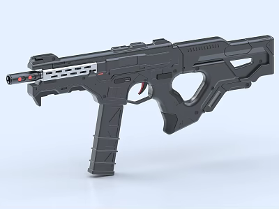 Modern Black Tactical Firearm With Ergonomic Structure 3d model