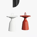 Modern Sculptural Side Tables Featuring White Red Colors Round Tabletop And Loop Handle 3d model