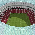Qatar Circular Stadium With Geometric Pattern Exterior Steps Palm Trees And Patterned Ground