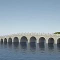 Stone Arch Bridge With Multiple Arches Over Calm Water And Decorative Railings