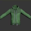 Comfortable Green Zip Jacket With Long Sleeves Ribbed Cuffs And Front Zip Design 3d model