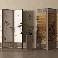 New Chinese Screen Wooden Screen Partition 3d model