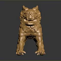 Golden Qilin Statue In Standing Pose With Intricate Details And Shiny Surface