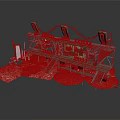 Industrial Mechanical Structure With Platform Staircases Pipes And Metal Frames