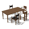 Simple Wooden Dining Table Set With Four Chairs And Different Designs 3d model