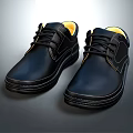 Black Leather Lace Up Shoes With Yellow Lining And Comfortable Casual Style