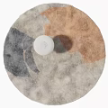 Round Carpet with Gray Beige and Orange Leaf Patterns Soft Fluffy Texture 3d model