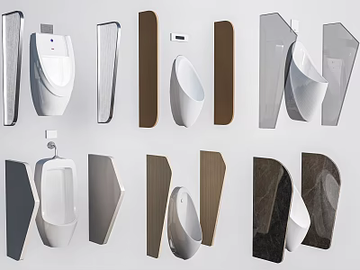 Modern Urinals With Diverse Partition Designs For Restrooms 3d model