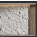White Rock Textured Feature Wall with Wooden Frame and Top Lighting