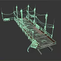 Industrial Platform Structure With Tall Poles Suspended Cables And Metal Tracks