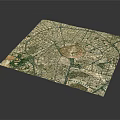 Satellite View City Map With Circular Center Radial Roads And Buildings