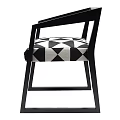 Modern Single Chair With Black Frame And Geometric Pattern Seat Fabric 3d model