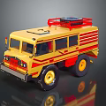 Yellow Functional Vehicle With Red Stripes And Roof Equipment