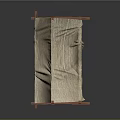 Simple Outdoor Tent With Brown Wooden Frame And Beige Canvas Fabric